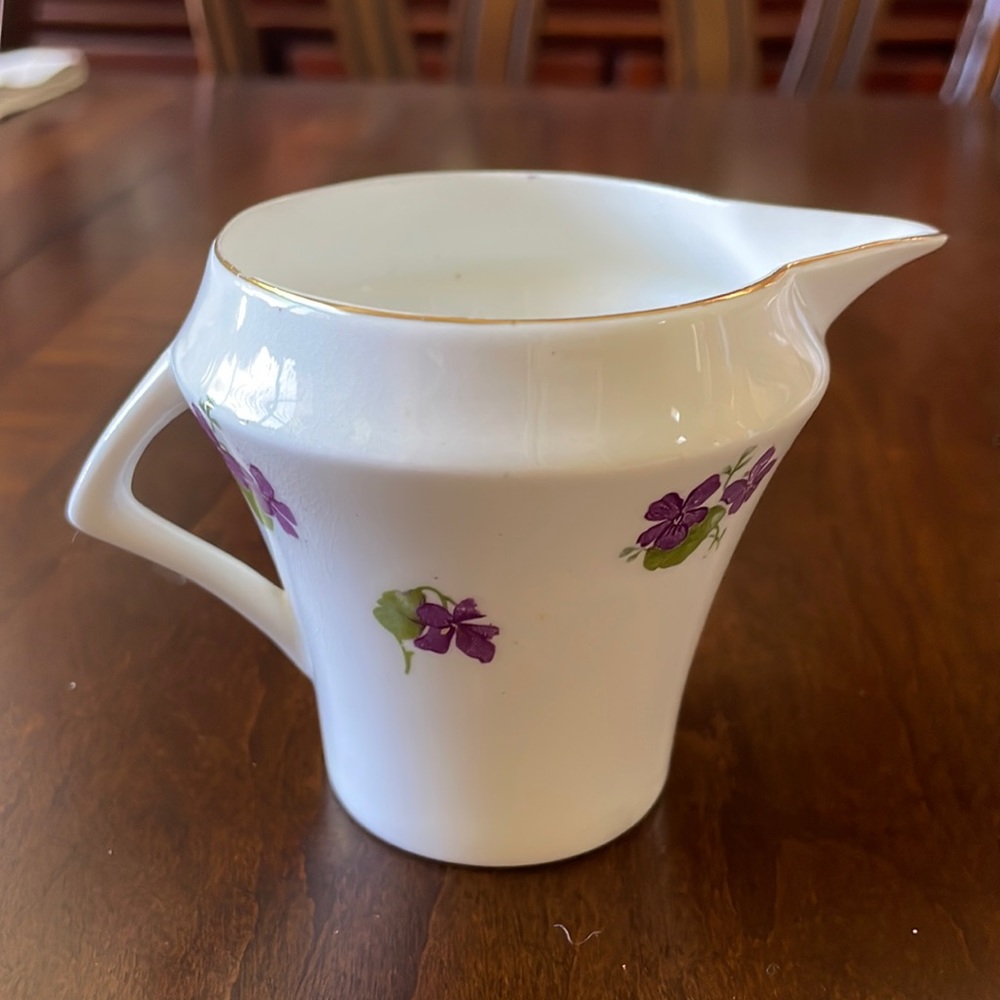 Royal Crown Porcelain Creamer Pitcher England African Violet flower pattern